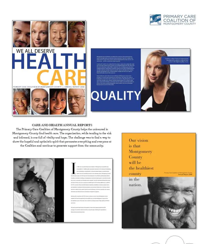 Annual report spread by Gravitait Design, Maryland graphic design studio