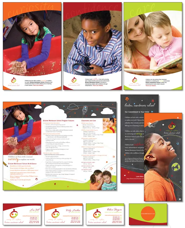 Bristow Montessori School collateral by Gravitait Design, Maryland graphic design studio