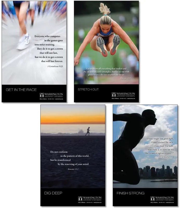 Washington Adventist University posters by Gravitait Design, Maryland graphic design studio